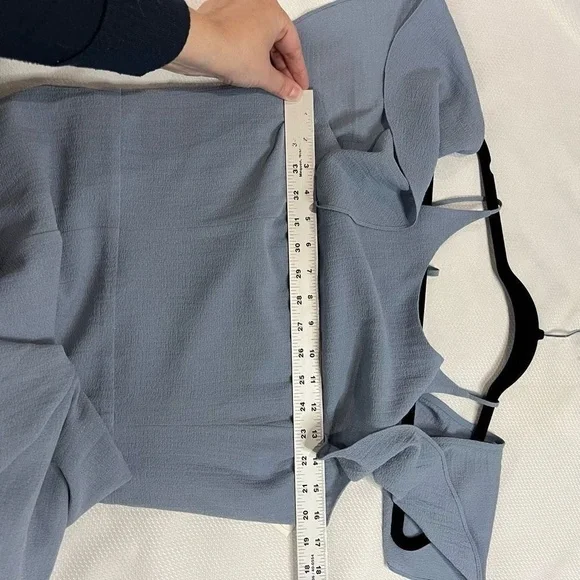 H by Halston Light Blue Open Back Off the Shoulder Dress - Picture 6 of 13